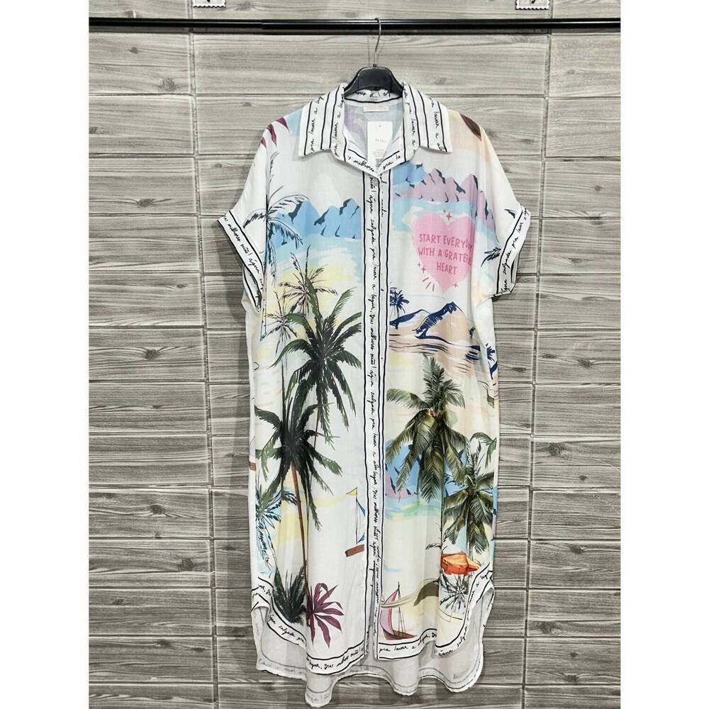 NEW OZ women's print button down italian dress in multi